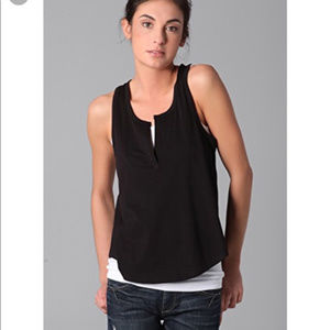 NWOT Vince Split Neck LInen Tank Top